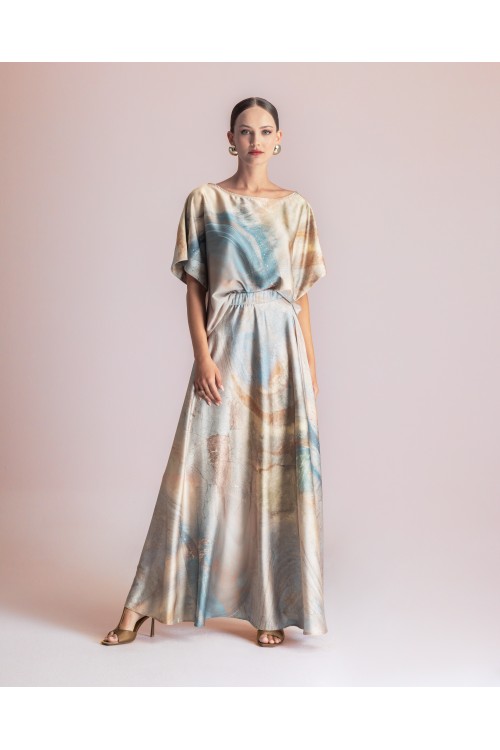 MOUTAKI WOMAN SET BLOUSE-SKIRT SATEN MULTICOLOUR 26.02.02