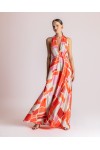 MOUTAKI WOMAN DRESS RED MUTLICOLOUR 26.07.56