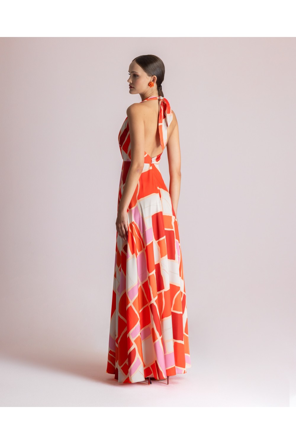 MOUTAKI WOMAN DRESS RED MUTLICOLOUR 26.07.56