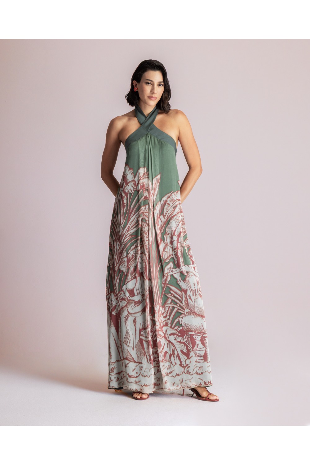 MOUTAKI WOMAN DRESS KHAKI MUTLICOLOUR 26.07.01