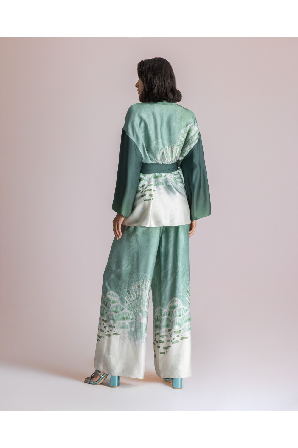 MOUTAKI WOMAN SET KIMONO-PANT GREEN MULTICOLOUR 26.03.76