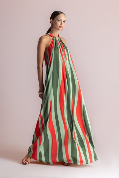 MOUTAKI WOMAN DRESS GREEN MUTLICOLOUR 26.07.95