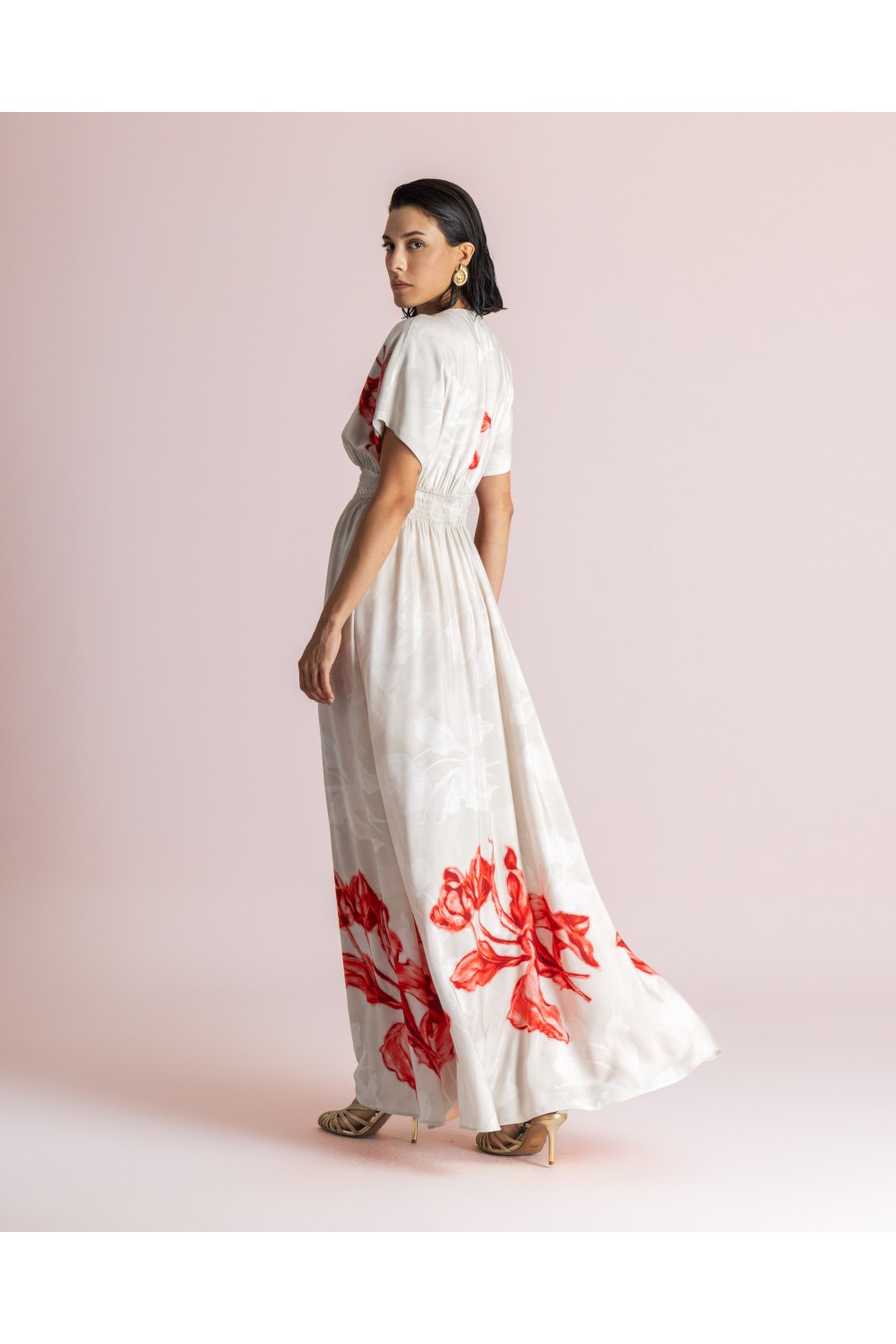 MOUTAKI WOMAN MAXI DRESS BEIGE MUTLICOLOUR 26.07.51