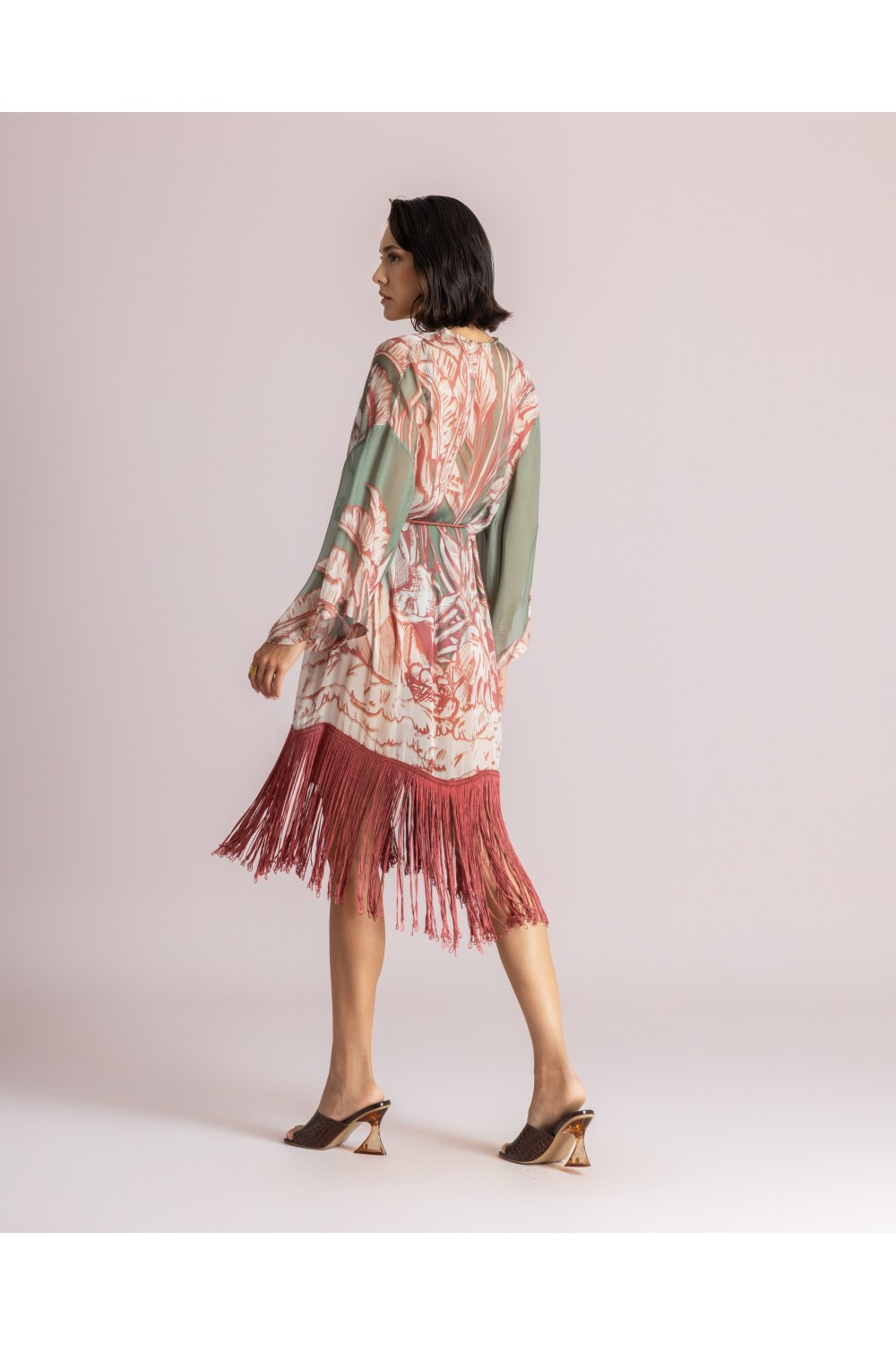 MOUTAKI WOMAN SET KIMONO-PANT KHAKI MULTICOLOUR 26.03.46