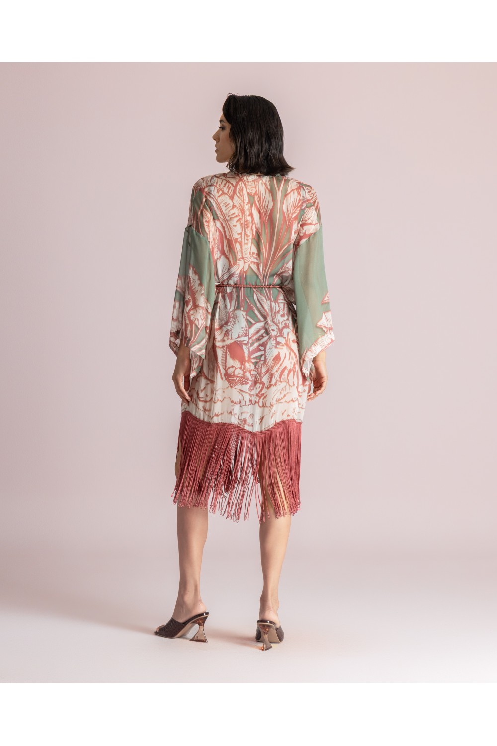 MOUTAKI WOMAN SET KIMONO-PANT KHAKI MULTICOLOUR 26.03.46