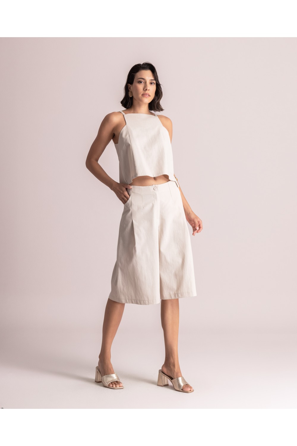 MOUTAKI WOMAN ZIP CULOTTE PANT BEIGE 26.03.18