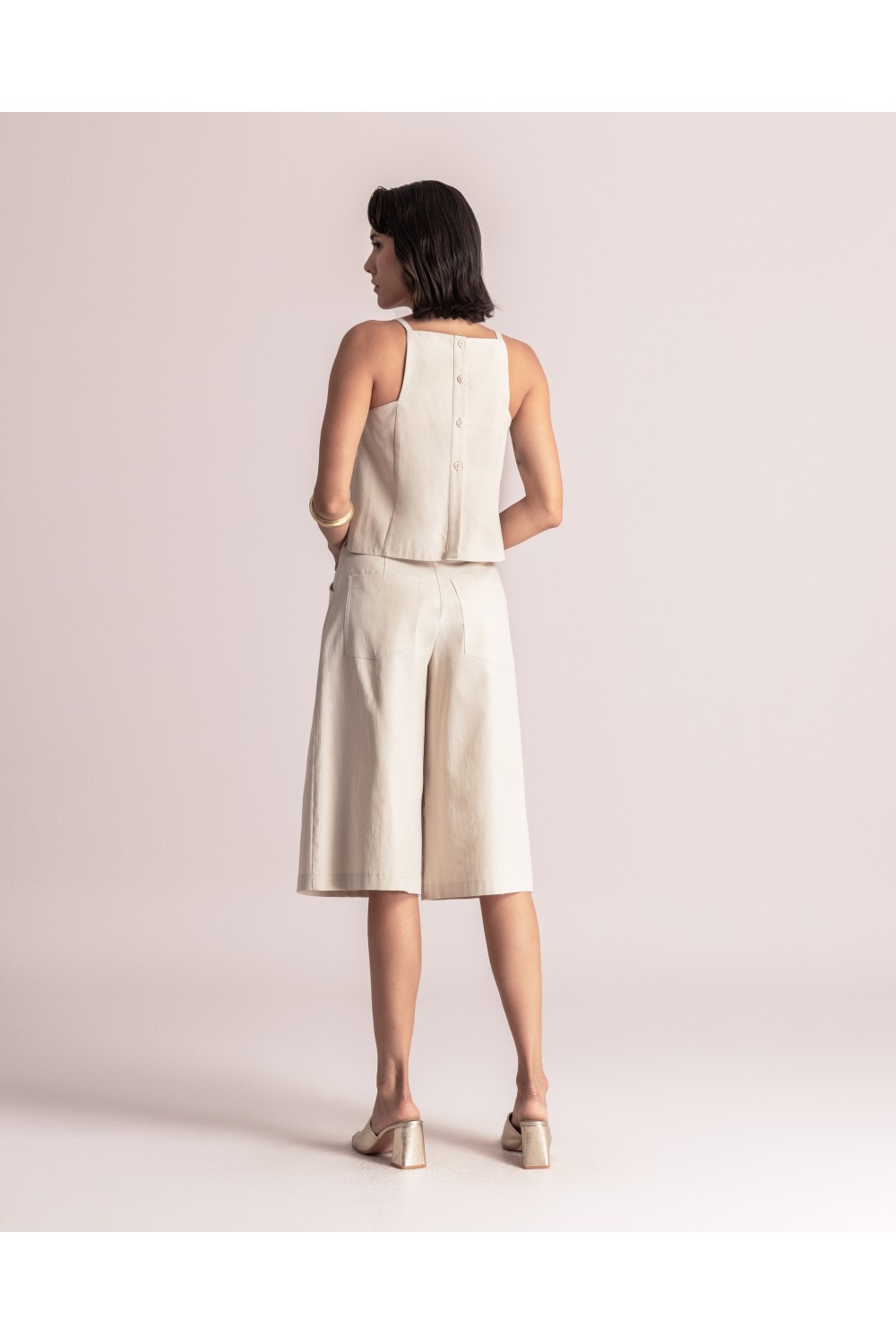 MOUTAKI WOMAN ZIP CULOTTE PANT BEIGE 26.03.18