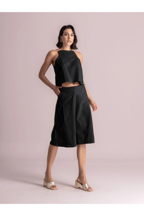 MOUTAKI WOMAN ZIP CULOTTE PANT BLACK 26.03.18