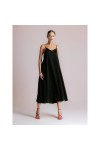 MOUTAKI WOMAN MAXI SATEN DRESS BLACK 26.07.42