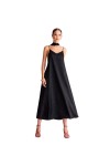 MOUTAKI WOMAN MAXI SATEN DRESS BLACK 26.07.42