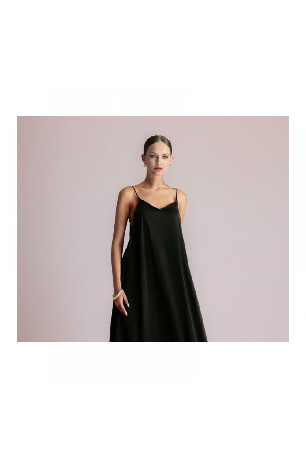 MOUTAKI WOMAN MAXI SATEN DRESS BLACK 26.07.42