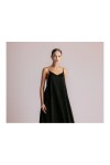MOUTAKI WOMAN MAXI SATEN DRESS BLACK 26.07.42