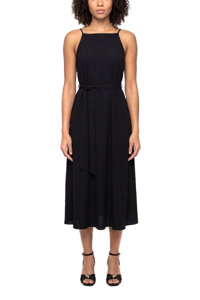 MOUTAKI WOMAN MAXI SATEN DRESS BLACK 26.07.67