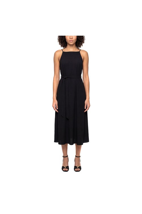 MOUTAKI WOMAN MAXI SATEN DRESS BLACK 26.07.67