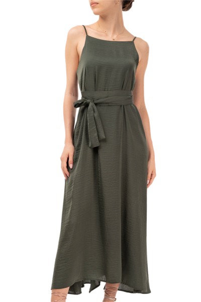 MOUTAKI WOMAN MAXI SATEN DRESS KHAKI 26.07.67