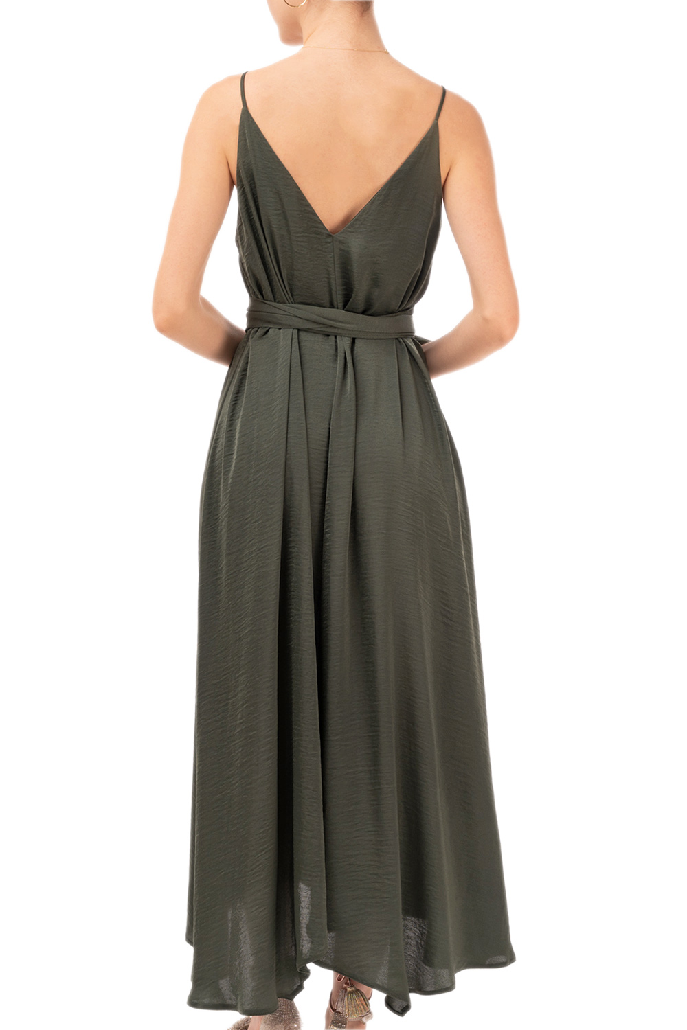 MOUTAKI WOMAN MAXI SATEN DRESS KHAKI 26.07.67