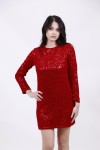 MSR SEQUIN KNIT DRESS RED 24.269