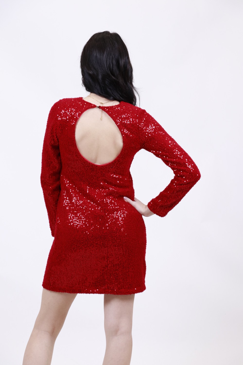 MSR SEQUIN KNIT DRESS RED 24.269