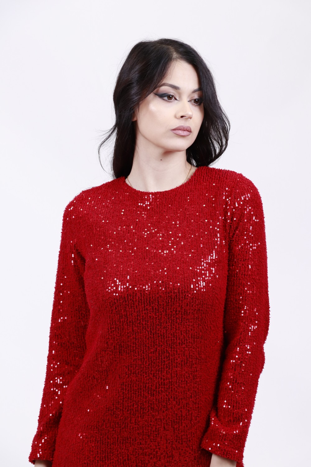 MSR SEQUIN KNIT DRESS RED 24.269