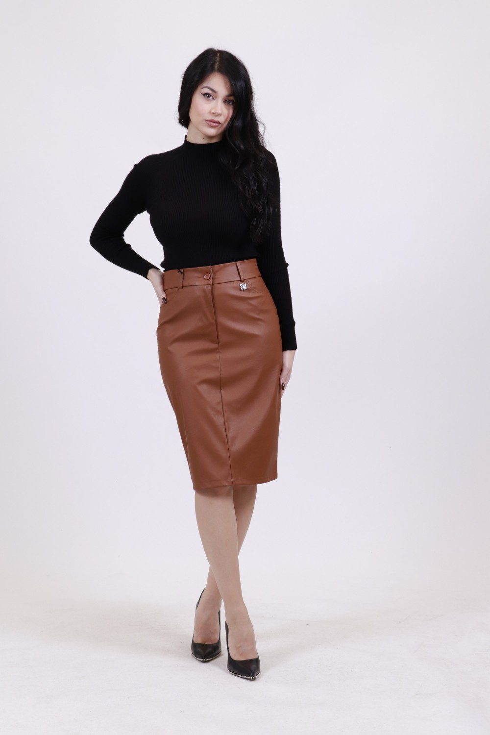 MSR LEATHER PENCIL SKIRT TABA 20.261