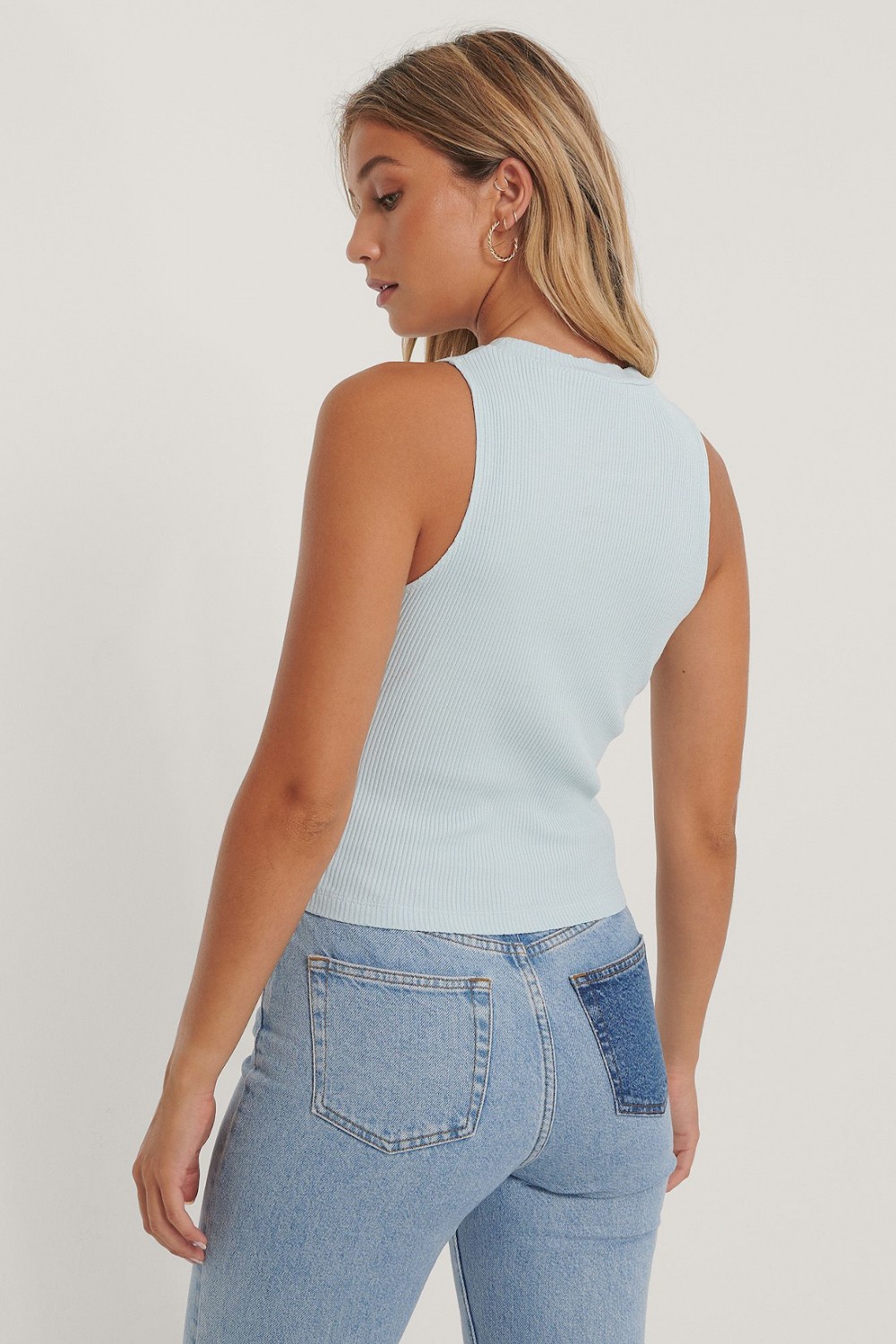 NA-KD RIBBED JERSEY TOP LIGHT BLUE1660-000544