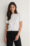 NA-KD SMOCKED T-SHIRT WHITE 1100-003732  
