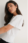 NA-KD SMOCKED T-SHIRT WHITE 1100-003732  