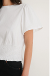 NA-KD SMOCKED T-SHIRT WHITE 1100-003732  