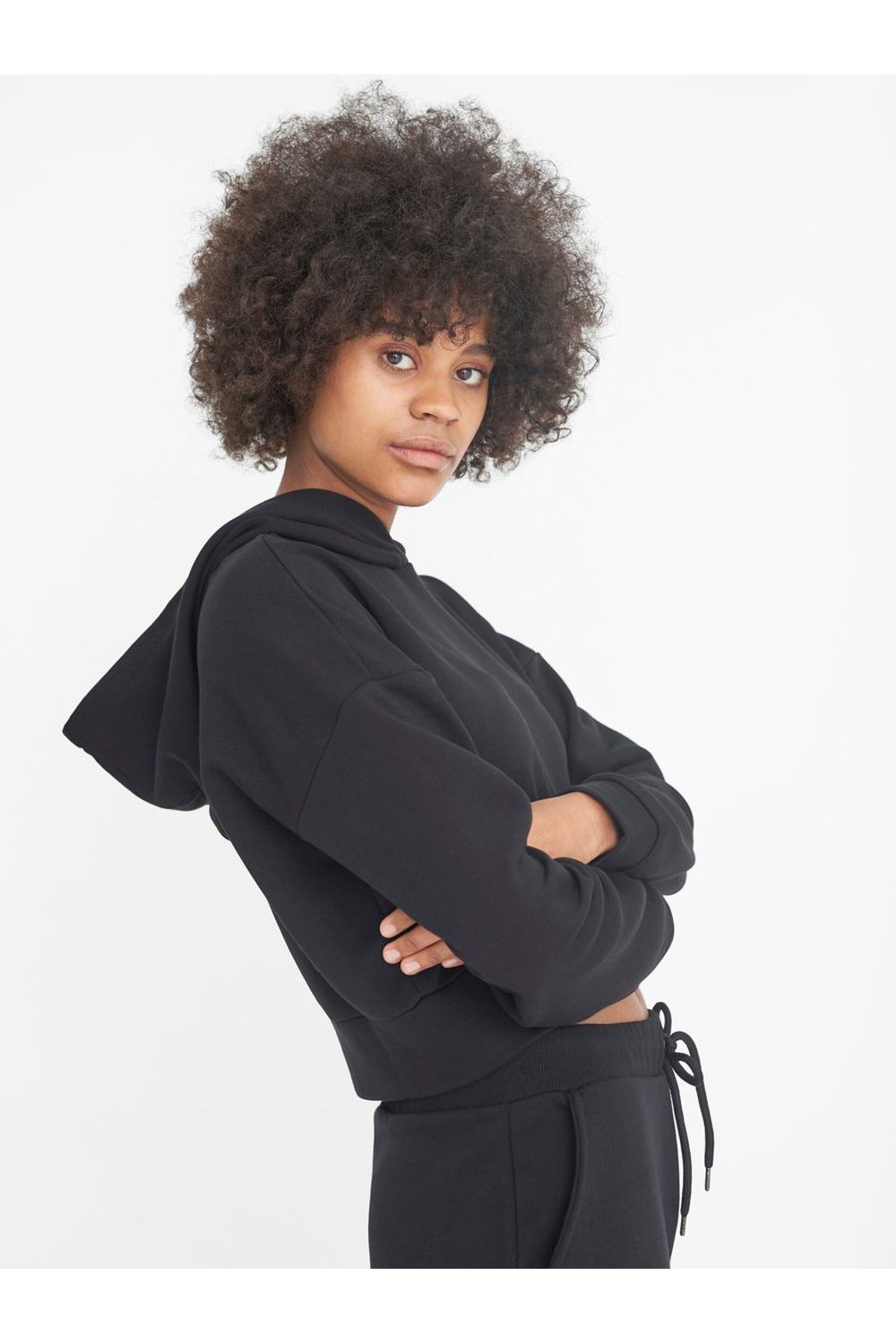 NOISY MAY LUPA L/S CROP HOOD SWEAT BLACK 27017425