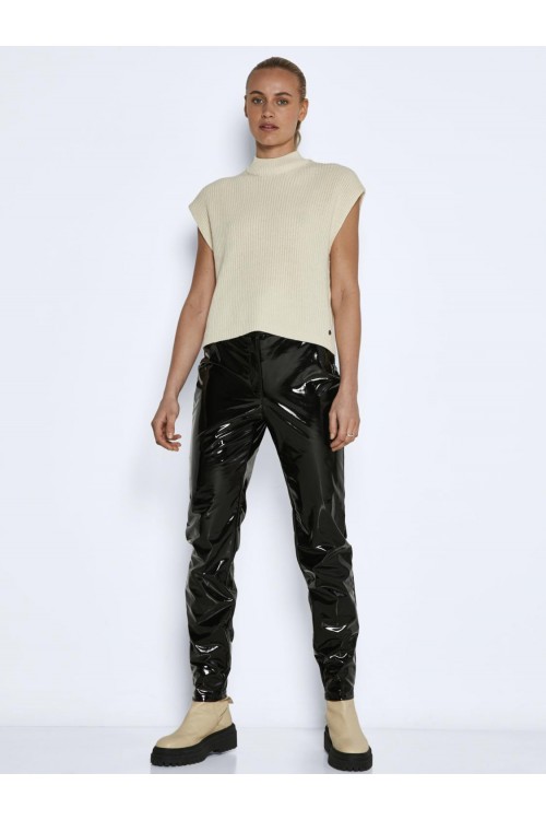 NOISY MAY SOLINE HW VINYL PANTS BLACK 27019889