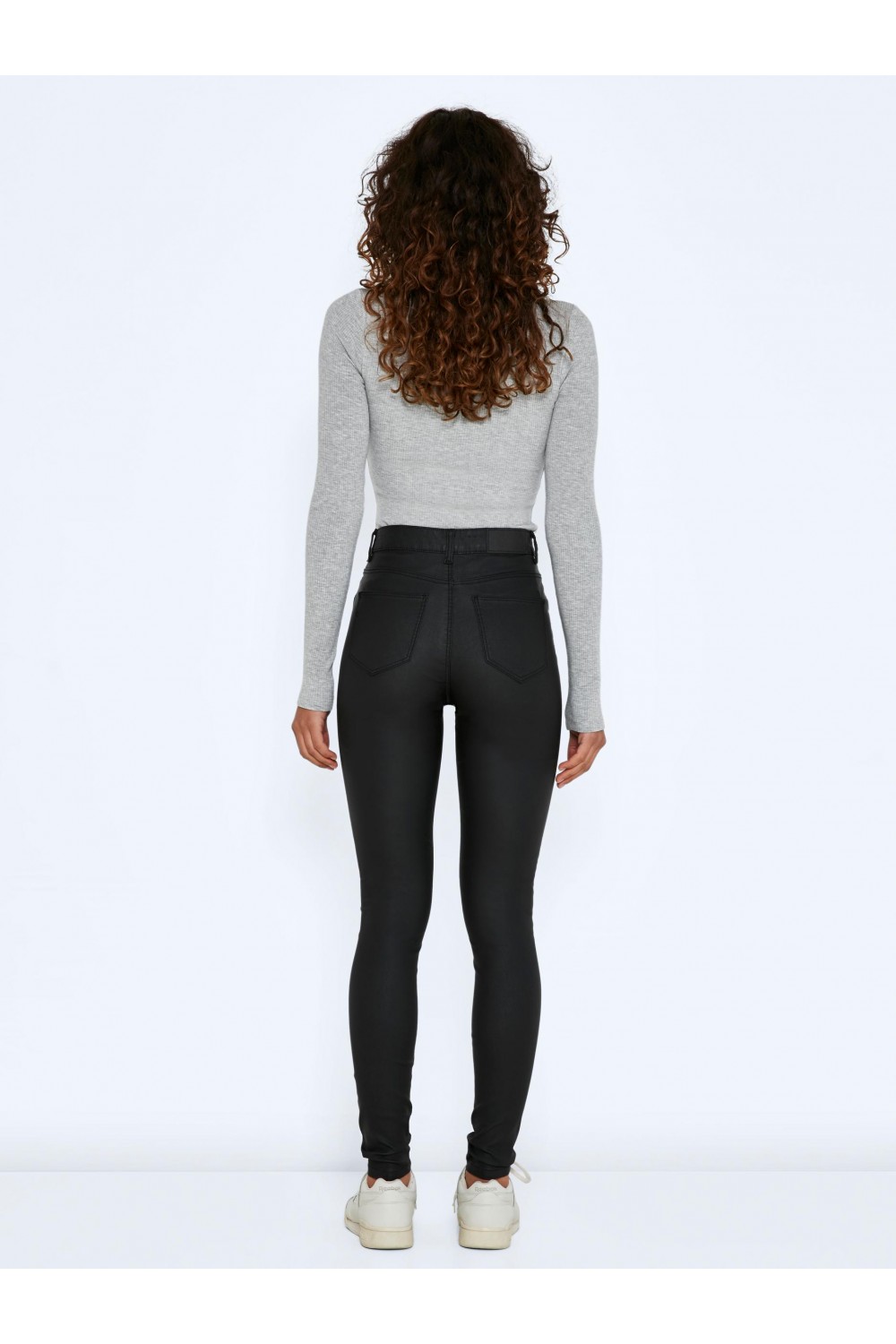 NOISY MAY CALLIE HW SKINNY COATED PANTS BLACK 27012746