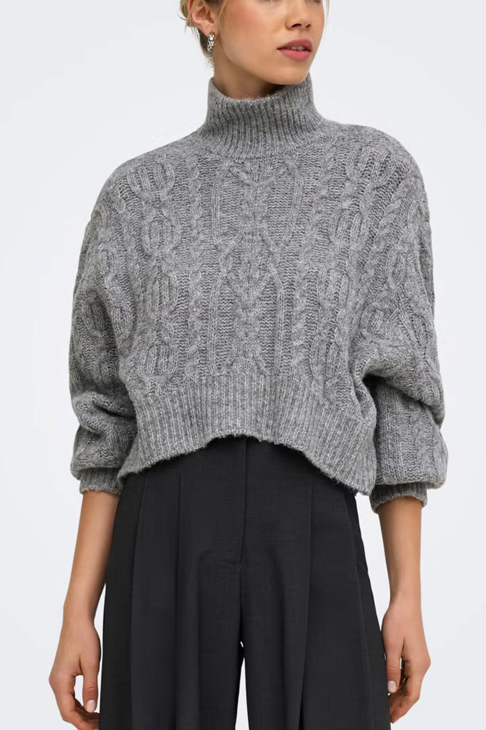 ONLY HILDE LS SHORT CABLE KNT MEDIUM GREY MELAGNE 15375336