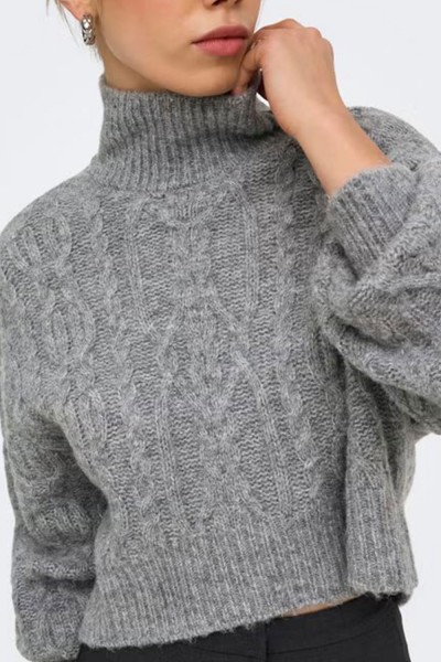 ONLY HILDE LS SHORT CABLE KNT MEDIUM GREY MELAGNE 15375336