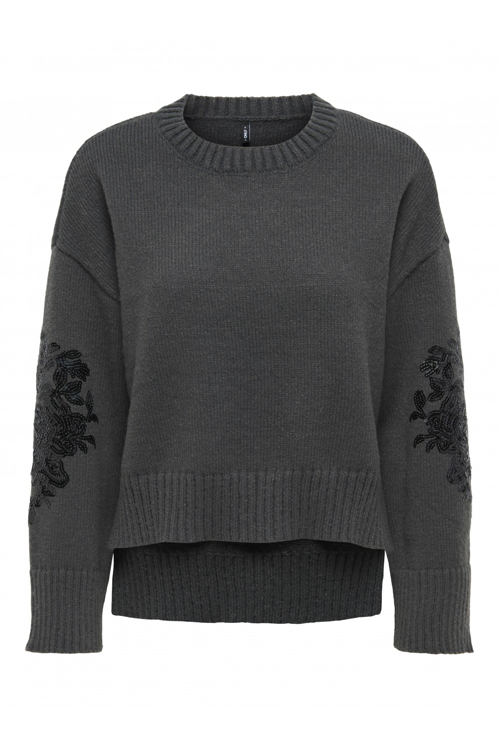  ONLY ANNIKA LS SEQUINS O-NECK KNT DARK GREY MELANGE 15378500