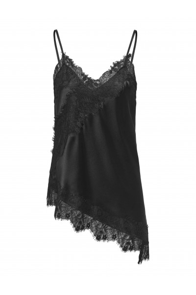 ONLY DONA STRAP SATIN LACE TOP WVN BLACK 15380352