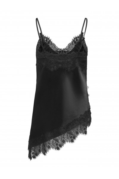 ONLY DONA STRAP SATIN LACE TOP WVN BLACK 15380352