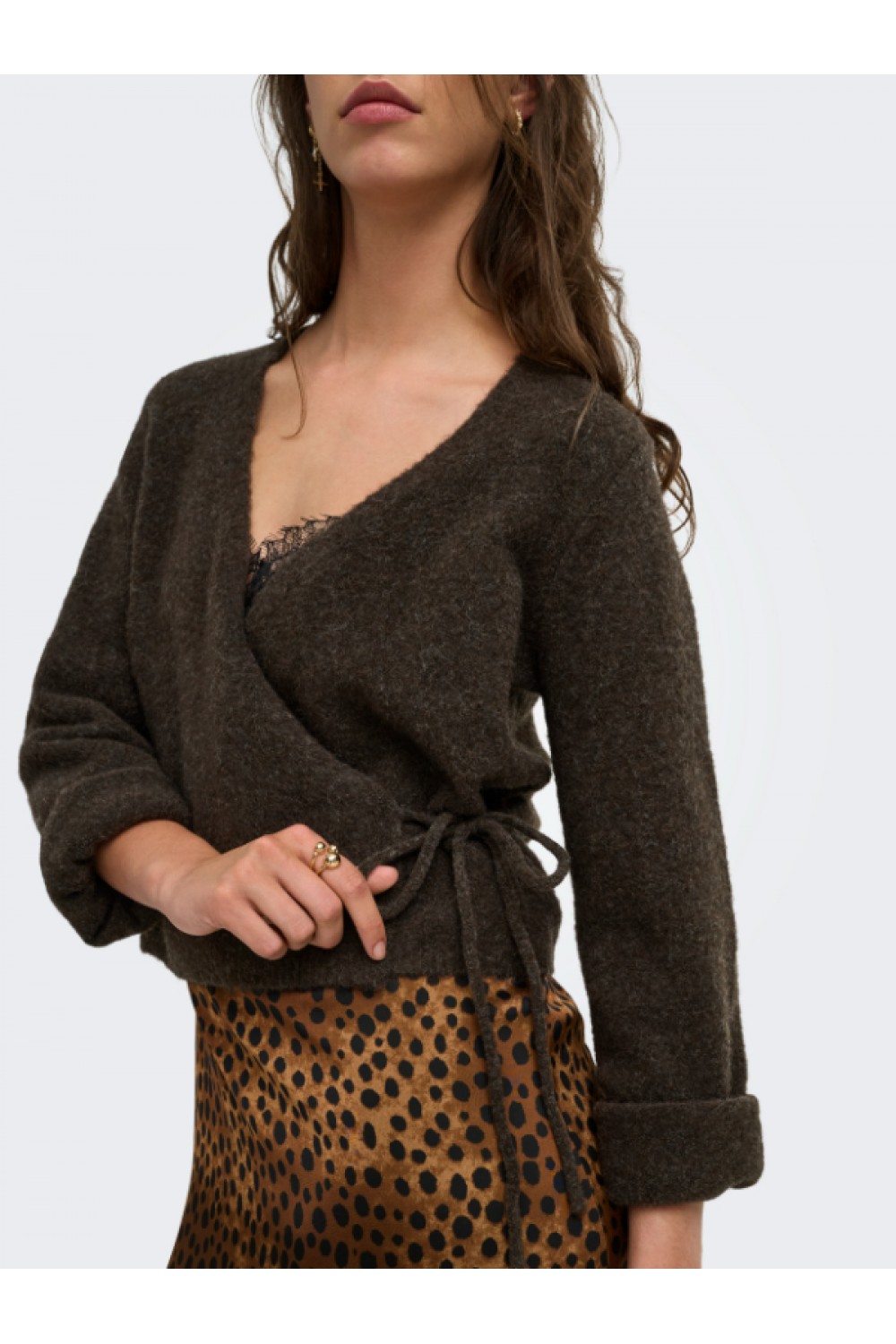 ONLLIVA LS V-NECK WRAP KNT CHOCOLATE TORTE 15382359