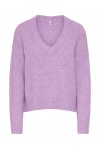  ONLY FIONA LS LOOSE V-NECK KNT VIOLET TULLE 15382494