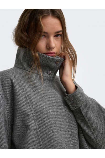 ONLY ASTA HIGH COLLAR BOMBER JACKET OTW DARK GREY MELANGE 15384778