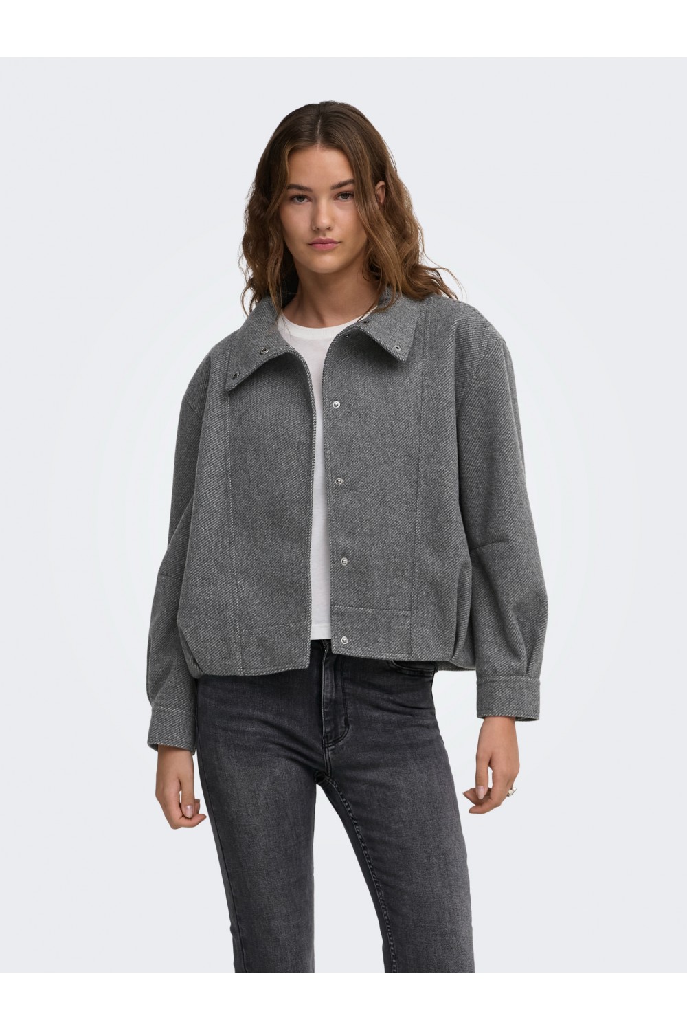 ONLY ASTA HIGH COLLAR BOMBER JACKET OTW DARK GREY MELANGE 15384778
