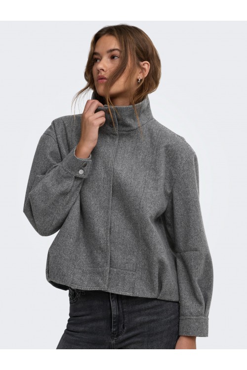 ONLY ASTA HIGH COLLAR BOMBER JACKET OTW DARK GREY MELANGE 15384778