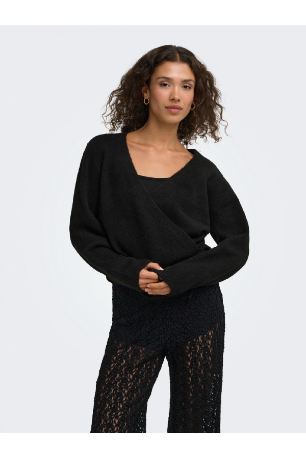 ONLLIVA LS V-NECK WRAP KNT BLACK 15382359