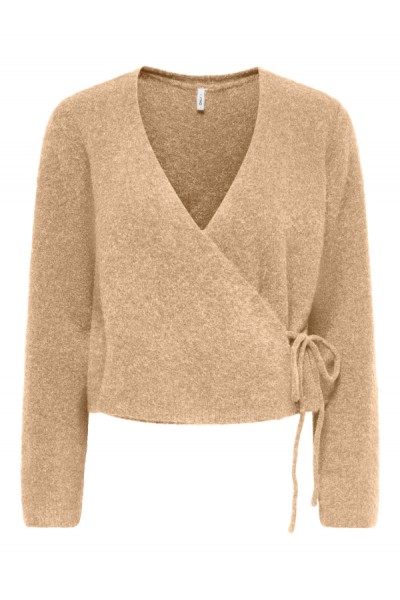 ONLLIVA LS V-NECK WRAP KNT BEIGE 15382359