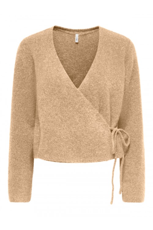 ONLLIVA LS V-NECK WRAP KNT BEIGE 15382359