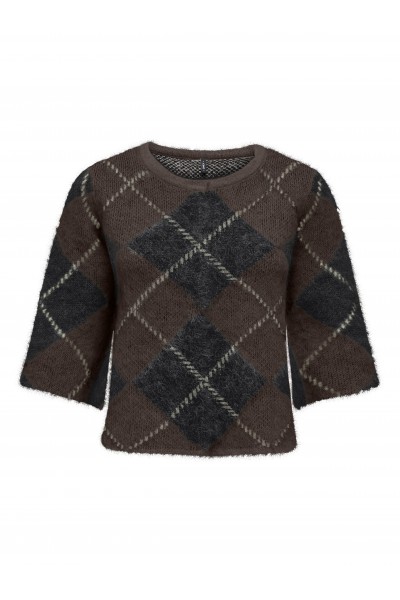  ONLY NOEME SS PATTERN O-NECK KNT COFFEE BEAN 15378132