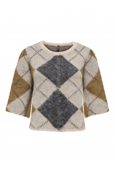  ONLY NOEME SS PATTERN O-NECK KNT OATMEAL 15378132