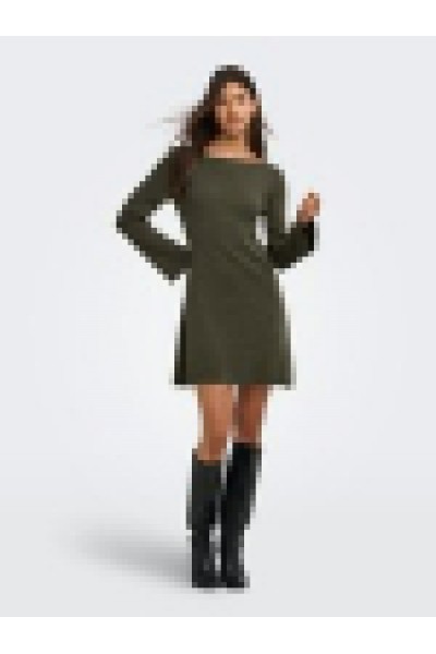 ONLY TESSIE LS BOATNECK DRESS KNT BURNT OLIVE 15378118