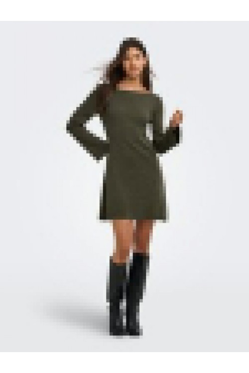 ONLY TESSIE LS BOATNECK DRESS KNT BURNT OLIVE 15378118