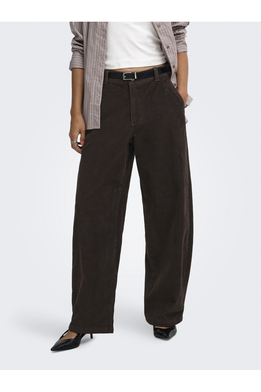 ONLY BLAIR-GLOBAL MW BARREL CORD PANT PNT BLACK COFFEE 15378542