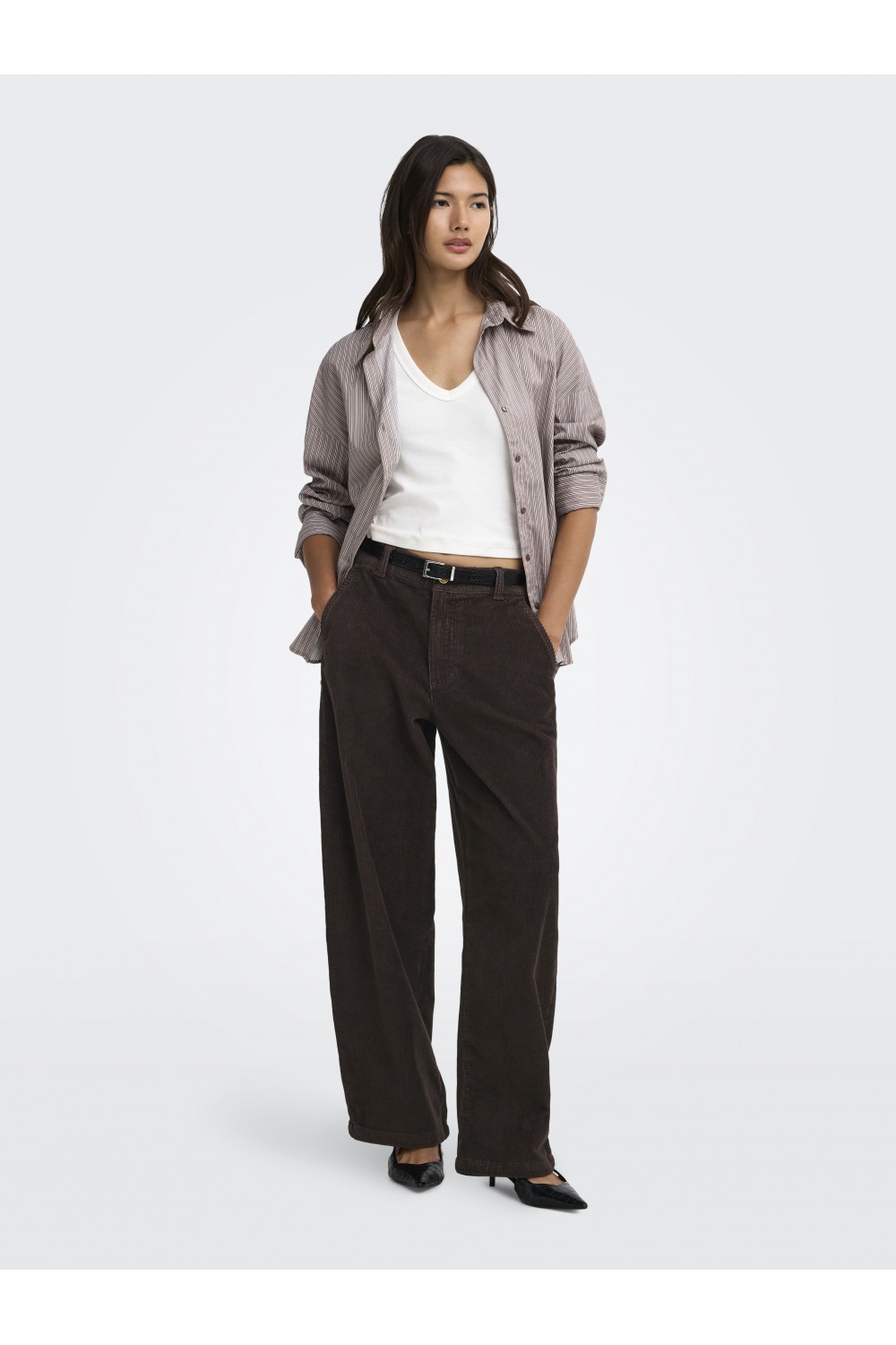 ONLY BLAIR-GLOBAL MW BARREL CORD PANT PNT BLACK COFFEE 15378542